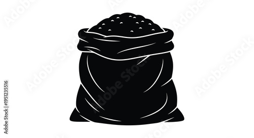 A simple black silhouette depicts a tightly filled sack or bag likely containing grain or similar material high quality