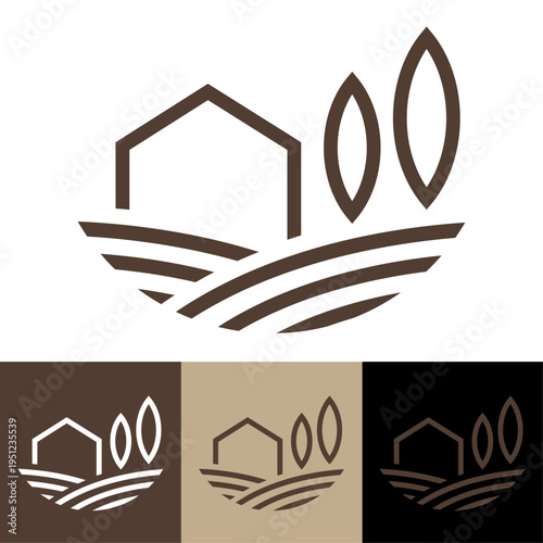 logo paysagiste entretien jardin extérieur paysan agriculteur