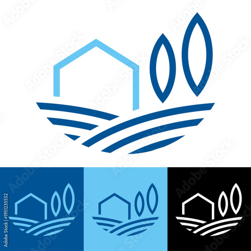 logo paysagiste entretien jardin extérieur paysan agriculteur