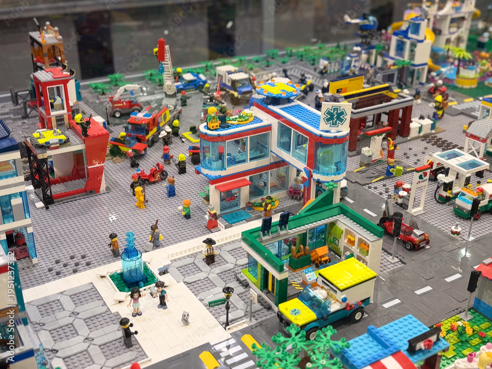Fototapeta premium Colorful lego city diorama