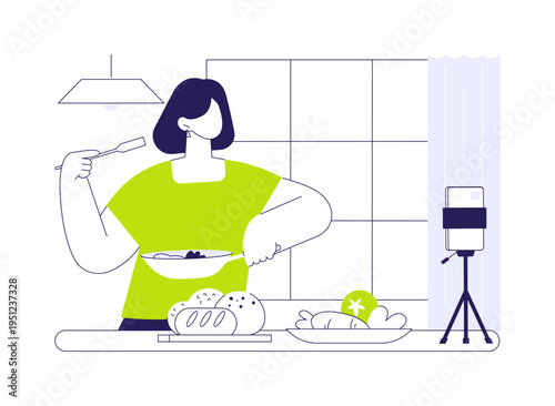 Filming cooking classes isolated cartoon vector illustrations.