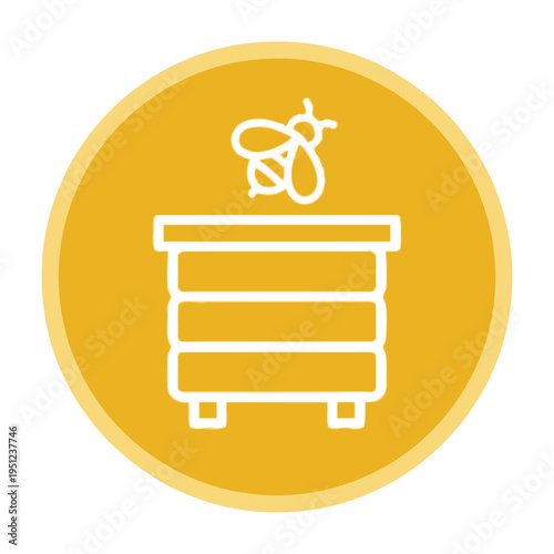 Bee collecting honey inside stacked wooden frames