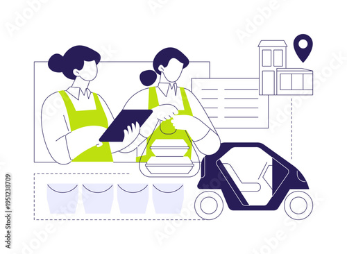Restaurant preparing orders isolated cartoon vector illustrations.