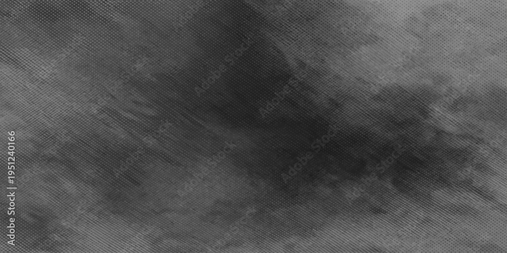 Fototapeta premium An aged black and white abstract background featuring a dark grunge texture on a rough vintage concrete wall surface for a blank grey wallpaper backdrop