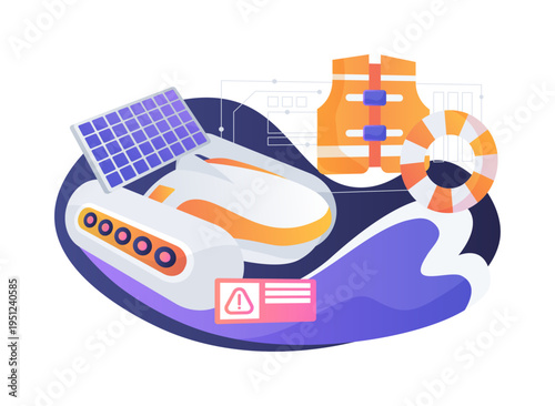 Maritime Rescue Robot abstract concept vector illustration.