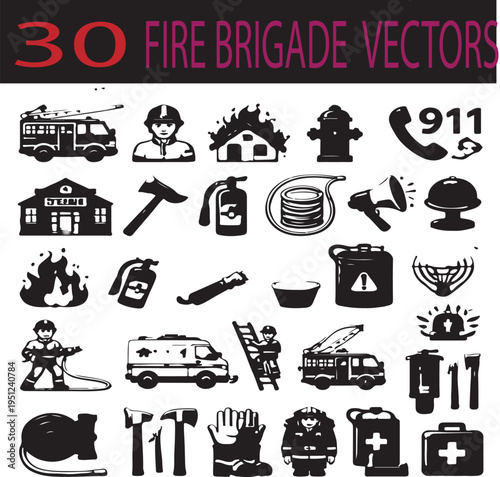 Collection of 30 FIRE FIGHTER   icons