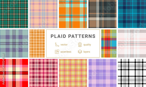 Plaid pack designed for cozy home e-commerce. Ready-to-use tartan patterns boost product presentation. Vector files are editable.