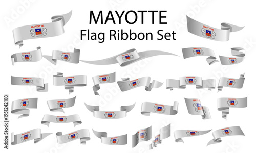 Mayotte Flag Background with White Red Ribbon and Indian Ocean Island Elements