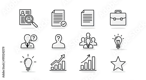 Icons representing various business and professional concepts Vector