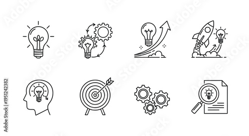 Illustrations of innovation and strategic planning concepts Vector