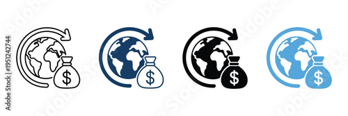 Global Economy icon, multiple style variations