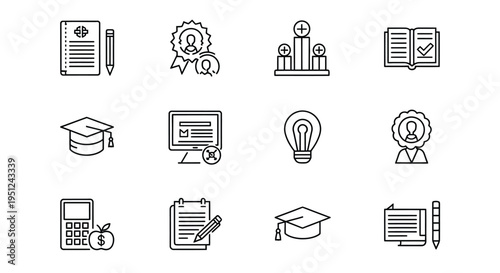 Collection of icons representing education, finance, and professional development Vector