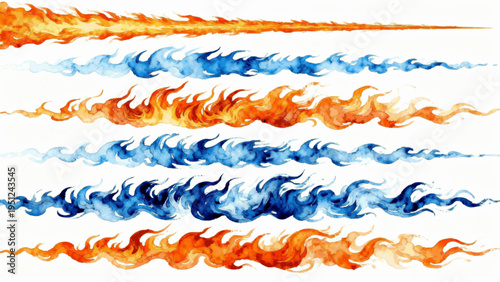 Fire Color Splatter Watercolor Flames isolated watercolor vector illustration svg