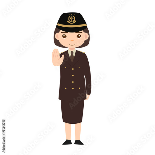 Indonesian Female Prosecutor Waving Greeting Pose PDU