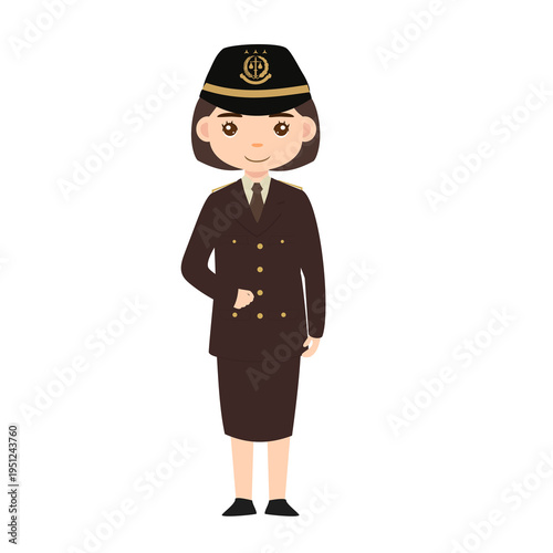 Indonesian Female Prosecutor Relaxed Standing Pose PDU Uniform