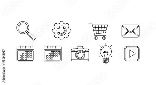Collection of icons representing various digital and business functionalities Vector