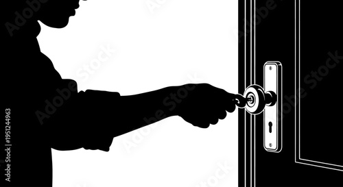 Person opening a door handle.