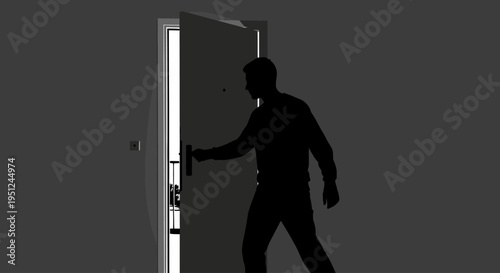 Man entering through open doorway slowly.