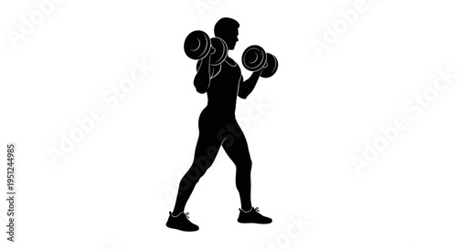 Man Lifting Weights Silhouette Fitness.