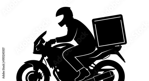 Rider on Motorcycle with Delivery Box.
