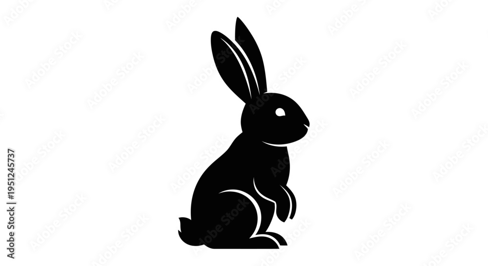 Obraz premium Black rabbit icon vector
