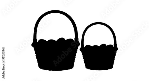 Set of 2 black basket icons vector