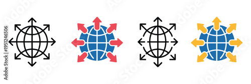 Global Expansion icon, multiple style vectors