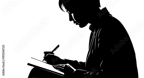 Man writing in a notebook.
