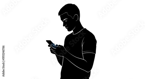 Man looking at his smartphone screen.