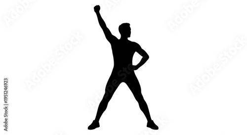 Person Silhouette Throwing Punch Upwards Strong.