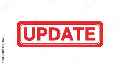A vibrant red stamp displaying the word update in bold uppercase letters with a white background high quality professional