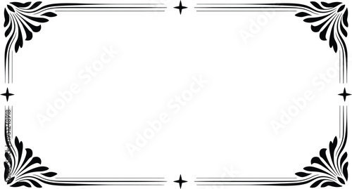 Decorative frame border with corner leaves and stars design vector illustration template
