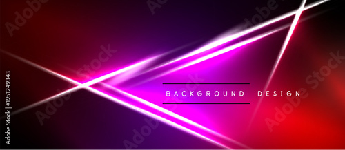 Abstract neon lines over vibrant red, purple gradient. Black borders frame dynamic light effects, modern design element.