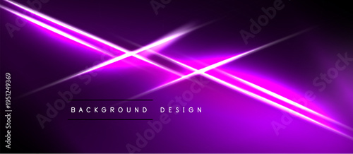 Dark purple background features bright neon lines intersecting. Minimalist design with text indicating background use. Modern aesthetic.