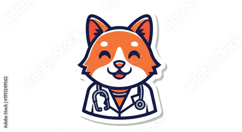 Cartoon doctor animal illustration with stethoscope