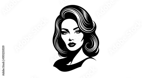 Elegant Woman with Classic Retro Hairstyle Posing Gracefully on Isolated White Background