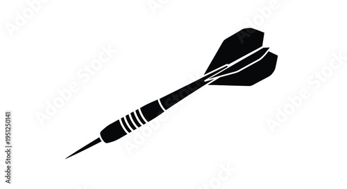 A striking black silhouette depicts a single dart in flight showcasing its aerodynamic design and sharp point high quality