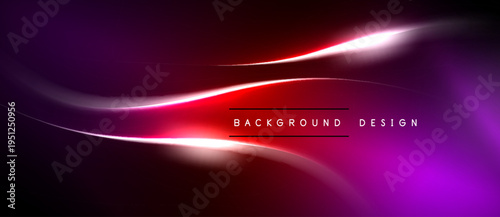 Abstract background features vibrant magenta, red hues. Smooth curves create dynamic light effects. Minimalist text reads background design.