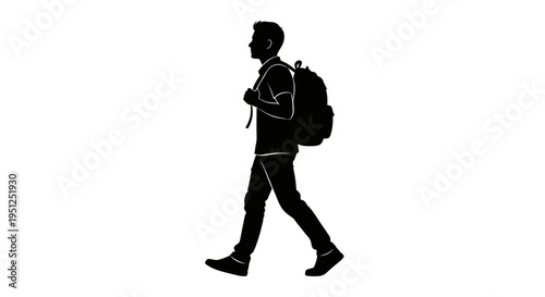 Man walking with backpack on.