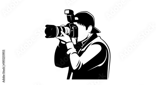 Professional Photographer Taking Pictures Outdoors.