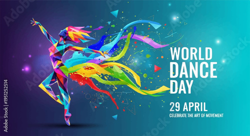 Vibrant dancer celebrating world dance day on april 29th with colorful movements and energetic style