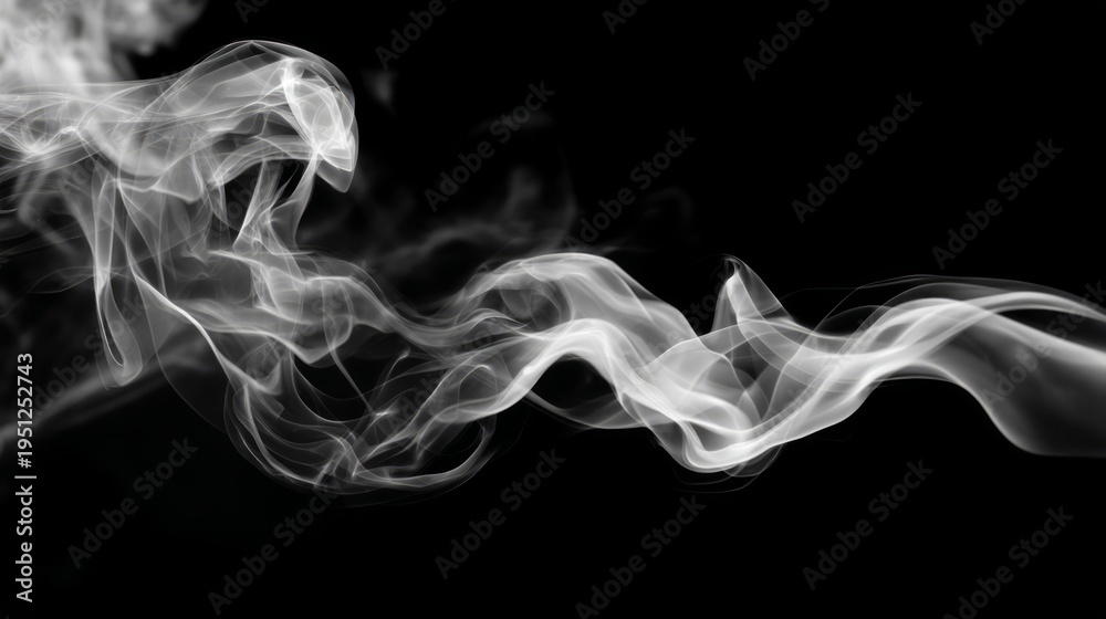 Obraz premium Natural Smoke Overlay on Black Background for Creative Design and Artistic Projects