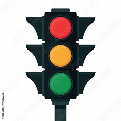 Traffic light classic vector illustration stop wait go concept road safety signal urban transport control isolated white background