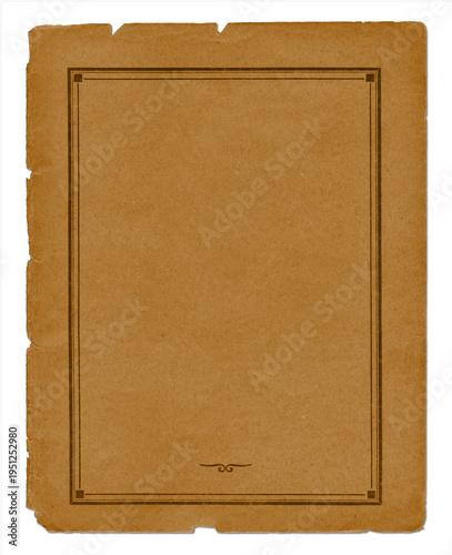 Brown paper frame isolated on white