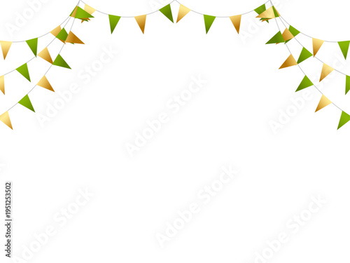 ガーランド三角ひも、曲線、m金4黄緑F2