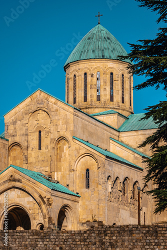 View on the Bagrati Cathedral with the end of the afternoon light, in Kutaisi, Georgia