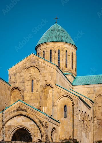 View on the Bagrati Cathedral with the end of the afternoon light, in Kutaisi, Georgia