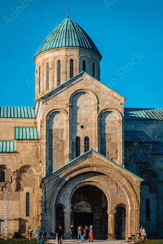 View on the Bagrati Cathedral with the end of the afternoon light, in Kutaisi, Georgia