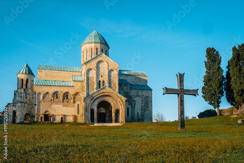 View on the Bagrati Cathedral with the end of the afternoon light, in Kutaisi, Georgia