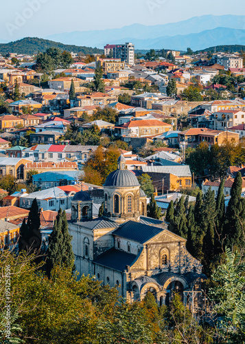 View on the city of Kutaisi and the Holy Annunciation orthodox church in Georgia